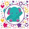 cute baby elephant flowers heart background