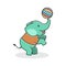 Cute Baby Elephant Happy Friendly Playing Ball Cartoon Character