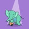 Cute Baby Elephant Happy Friendly Playing Ball Circus Cartoon Character