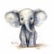 Cute Baby Elephant Watercolor Painting With Strong Facial Expression