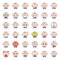 Cute Baby emoticon thin line icon set