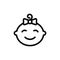 Cute baby face thin line icon. Outline symbol little girl for the design of children`s webstie and mobile applications