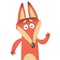 Cute baby fox presenting. Cartoon illustration.