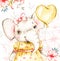 Cute baby girl elephant with yellow balloon handpainted watercolor illustration. Hand painted nursery watercolour.