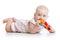 Cute baby girl with teether toy