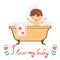 Cute baby having a bath