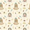 Cute baby hedgehog and bear animal seamless pattern for kinderg