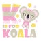 Cute baby koala with K colorful alphabet cartoon