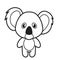 Cute Baby koala line art black and white icon