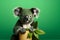 Cute Baby Koala Portrait in Vibrant Minimalist Studio. Generative AI Illustration