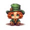 Cute Baby Leprechaun On White Background Logo Digital Art. Generative AI