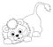 Cute Baby Lion Sneaking. Colouring Lion. Vector Lion Cub