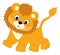 Cute Baby Lion Walking. Vector Lion Cub