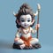 cute Baby Lord Shiva sitting on rock with sky blue background