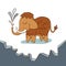 Cute baby mammoth on a drifting ice floe