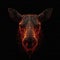 Cute Baby Moose Face Shape In Red Fire On Black Background. Generative AI