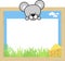 Cute baby mouse and blank board