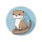 cute baby Otter one-stroke minimalist sticker. AI-Generated.