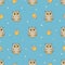 Cute baby owls and acorns seamless pattern.