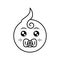 cute baby with pacifier expression line icon