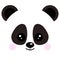 Cute baby panda bear face logo vector illustration isolated on white background smiling bear head image.