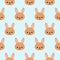 Cute baby pattern with little bunny. Cartoon animal girl print vector seamless. Sweet background with rabbit for children pajamas