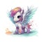 Cute Baby Pegasus On White Background Logo Digital Art. Generative AI