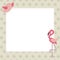 Cute baby photo frame with bird and pink flamingos. template for