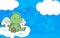 Cute baby plush turtle angel cartoon background