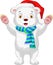 Cute baby polar bear cartoon wearing red hat