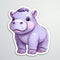 Cute Baby Purple Hippo Sticker - High Resolution, Pastel Colors