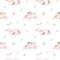 Cute baby rabbit animal seamless Easter pattern pussy-willow, forest bunny illustration for children clothing. Nursery