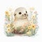 Cute Baby seal Floral, Spring Flowers, illustration ,clipart, isolated on white background