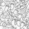 Cute baby seamless pattern, isolated line art decoration background.