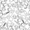 Cute baby seamless pattern, isolated line art decoration background