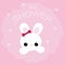 Cute baby shower poster with the Bunny on a pink background.