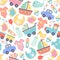 Cute baby shower seamless pattern