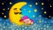 Cute baby sleeping on moon, best loop video background to put a baby sleep and relax