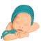 Cute baby sleeping newborn logo on white background