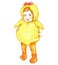 Cute baby standing in duck costume