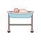 Cute baby in stretcher hospital icon