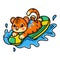 Cute baby surfer tiger cartoon