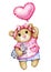 Cute  baby  Teddy bear cartoon with balloon.