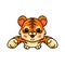 Cute baby tiger cartoon leaping