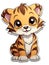 Cute Baby Tiger Stickers - Super Cute Character in Cartoon Style AI Generated