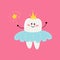 Cute baby tooth fairy in a crown, fluffy skirt and with a magic wand