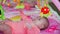 Cute baby twins on a colorful playing mats