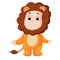 Cute baby wearing a lion suit