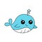 Cute baby whale in Kawaii style.