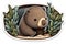 Cute baby wombat sticker, Australian native animal series